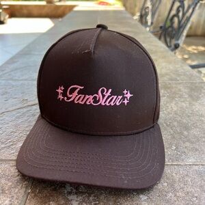 Brown Cap with Pink Embroidery